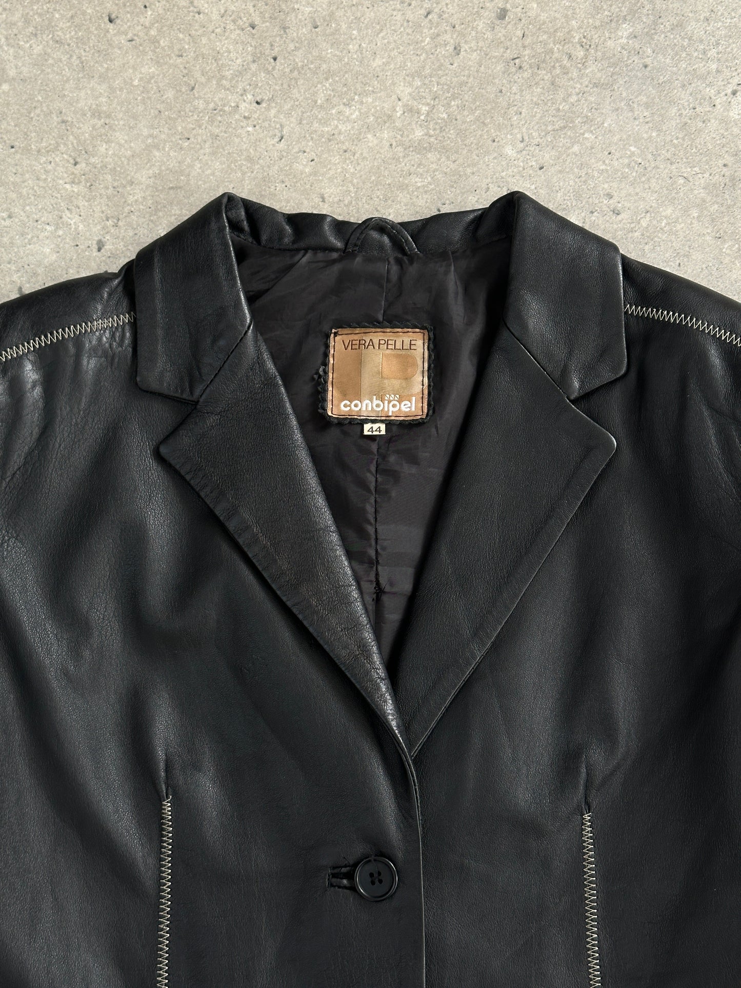Conbipel Single Breasted Leather Blazer Jacket - M