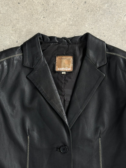 Conbipel Single Breasted Leather Blazer Jacket - M