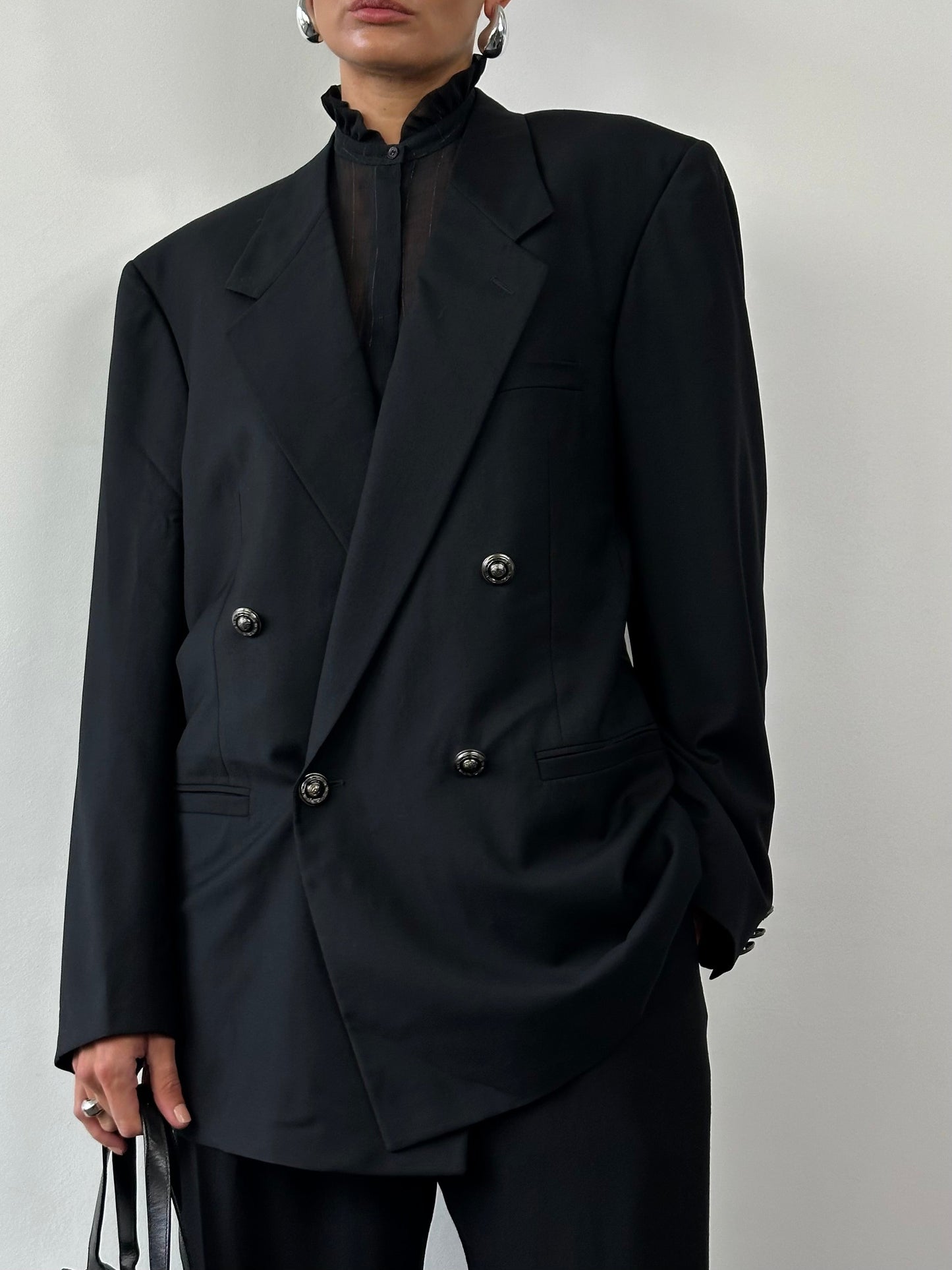 Gianni Versace 1990s Bespoke Medusa Button Double Breasted Blazer - 40R/L