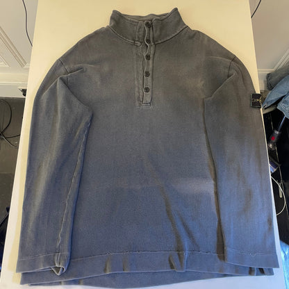 Stone Island Grey AW99 Button Collar Jumper | XX-Large, Grey