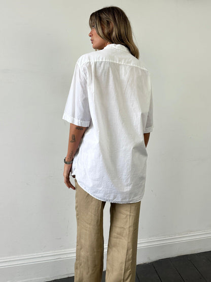 Valentino Beachwear 90s Cotton Cuban Collar Shirt - L - Known Source