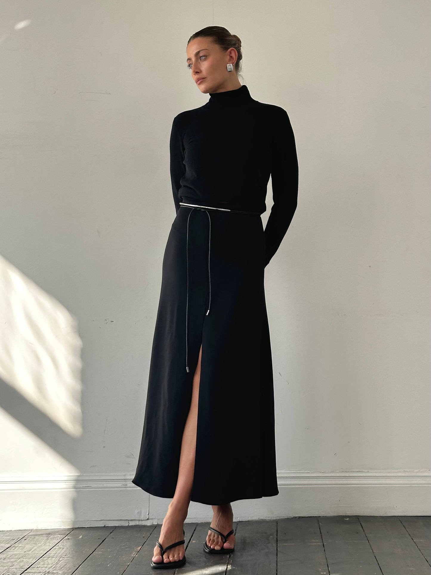 Giorgio Armani SS2023 Pure Silk Split Front A-Line Maxi Skirt - W26