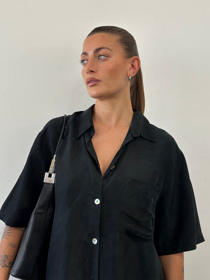 Vintage Pure Silk Short Sleeve Shirt - XL