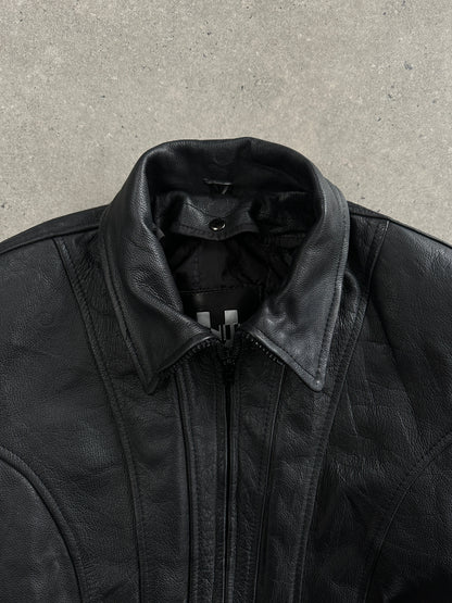 Vintage 1990s High Neck Belted Leather Jacket - M