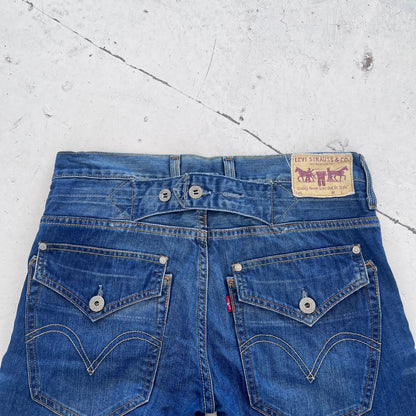 vintage 503 levis buckleback shorts | Blue, Blue