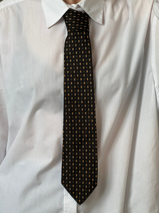 Japanese Vintage 1990s Pure Silk Geometric Tie