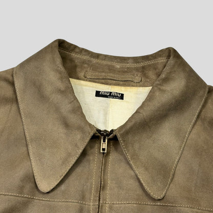 Miu Miu 00’s Suede Leather Cropped Work Jacket - IT50 (M/L) | Default Title, Multicoloured