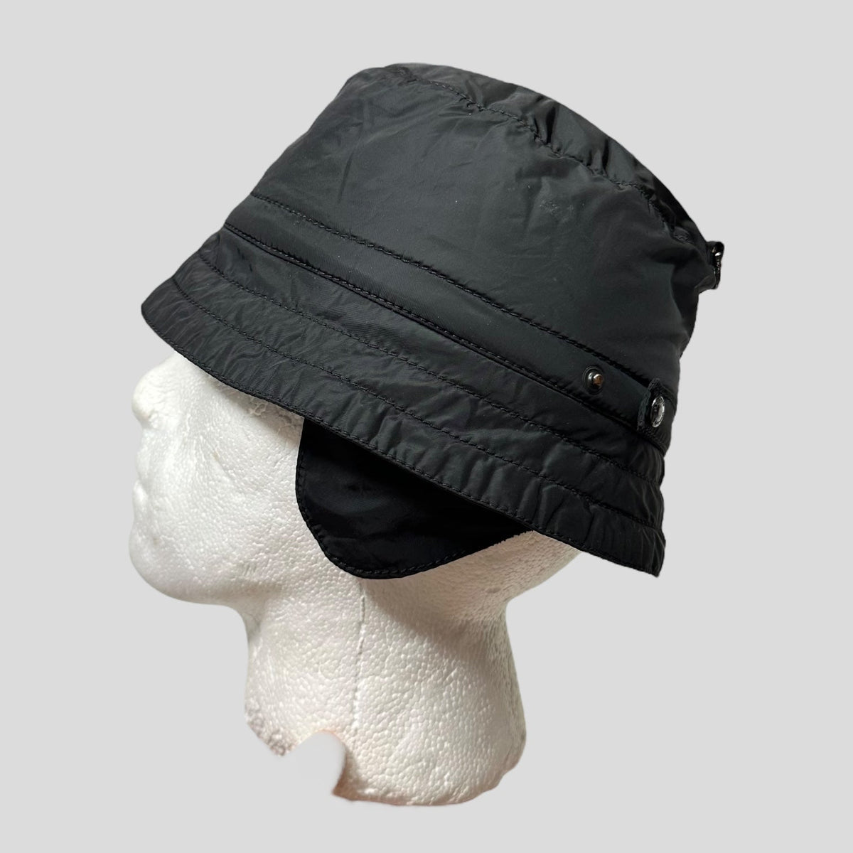 Prada Sport 00’s Nylon Fleece Dog Ear Bucket Hat - M/L | O/S, Black
