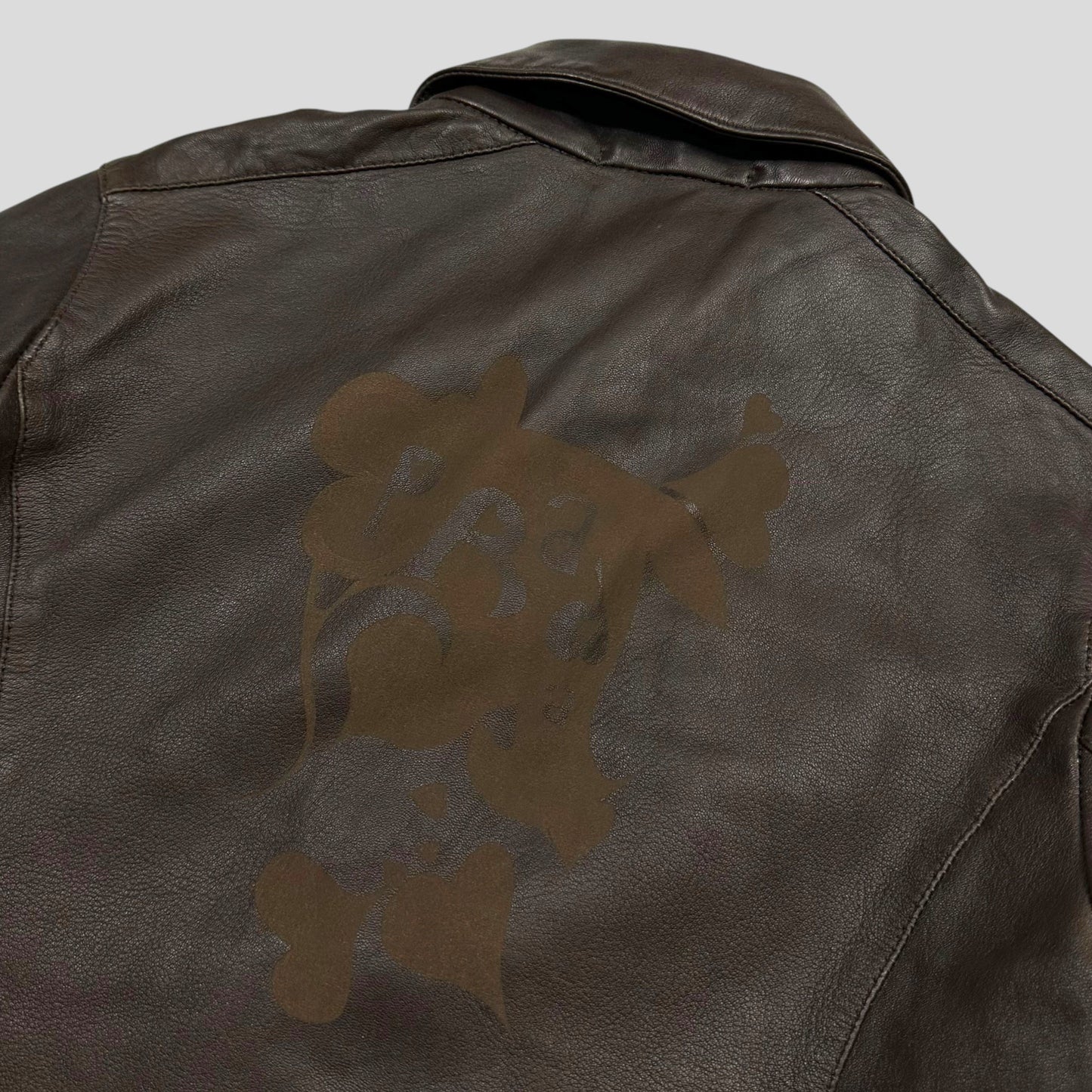 Prada Sport 2004 Leather Love Heart Back Logo Work Jacket - IT40 | Default Title, Brown