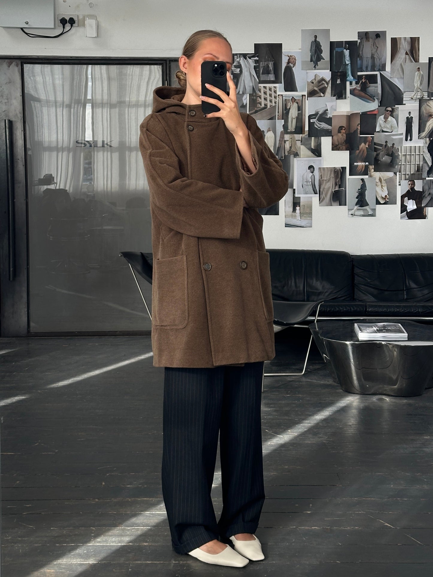 Max Mara Weekend 2000s Wool Hooded Double Breasted Coat - M