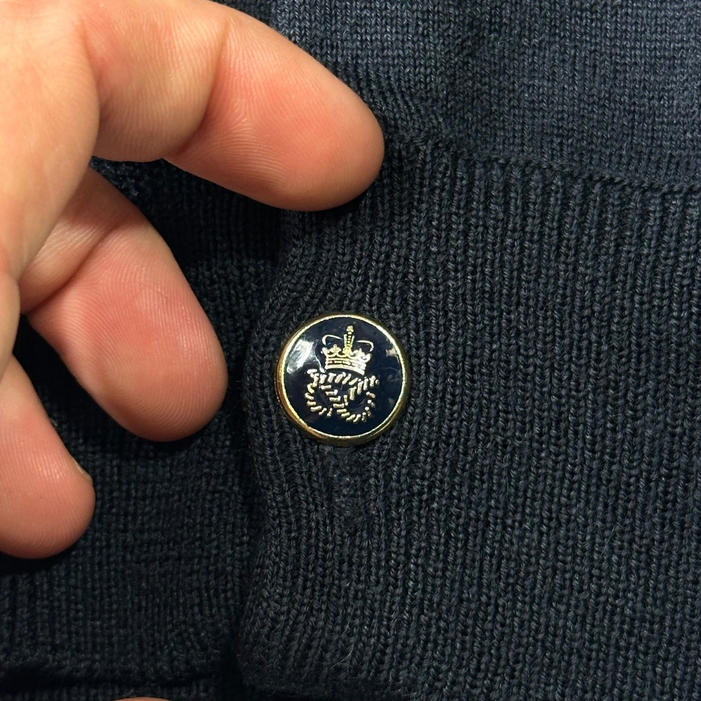 Miu Miu 00’s Crest Buttoned Navy Wool Cardigan - S/M | Default Title, Navy