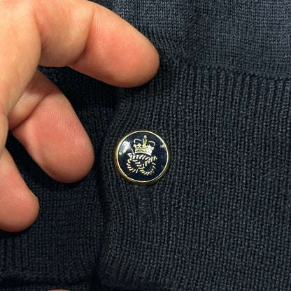 Miu Miu 00’s Crest Buttoned Navy Wool Cardigan - S/M | Default Title, Navy