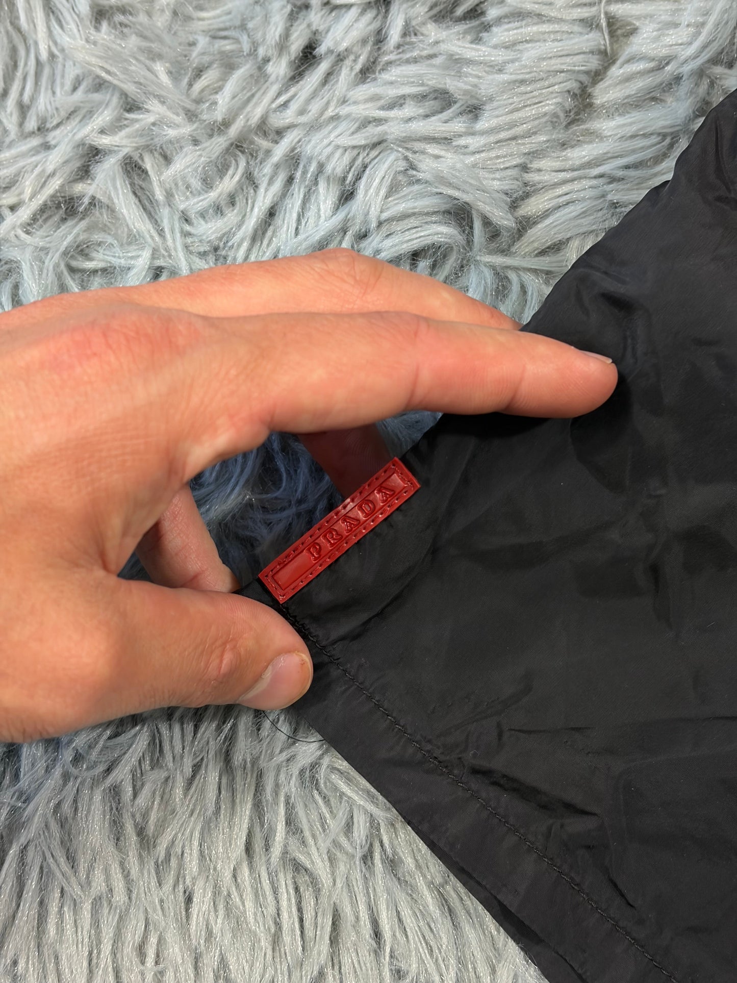 Prada Sport 2008 Black Nylon Red Tab Shimmer Shorts - IT48 | O/S, Black