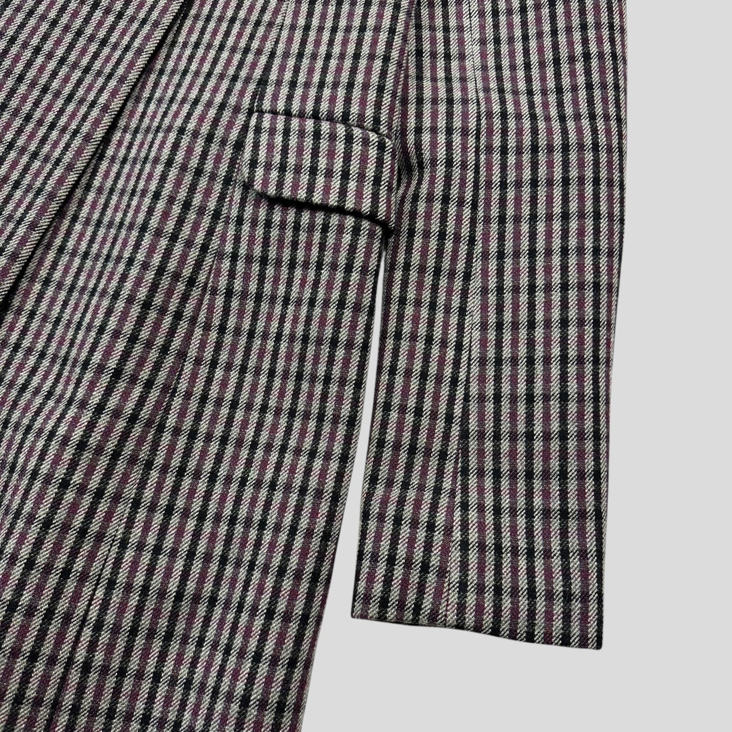 Miu Miu 00’s Virgin Wool + Removable Sheep Fur Plaid Duffle Coat - IT42