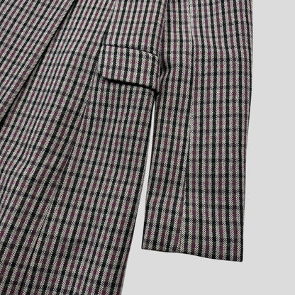 Miu Miu 00’s Virgin Wool + Removable Sheep Fur Plaid Duffle Coat - IT42