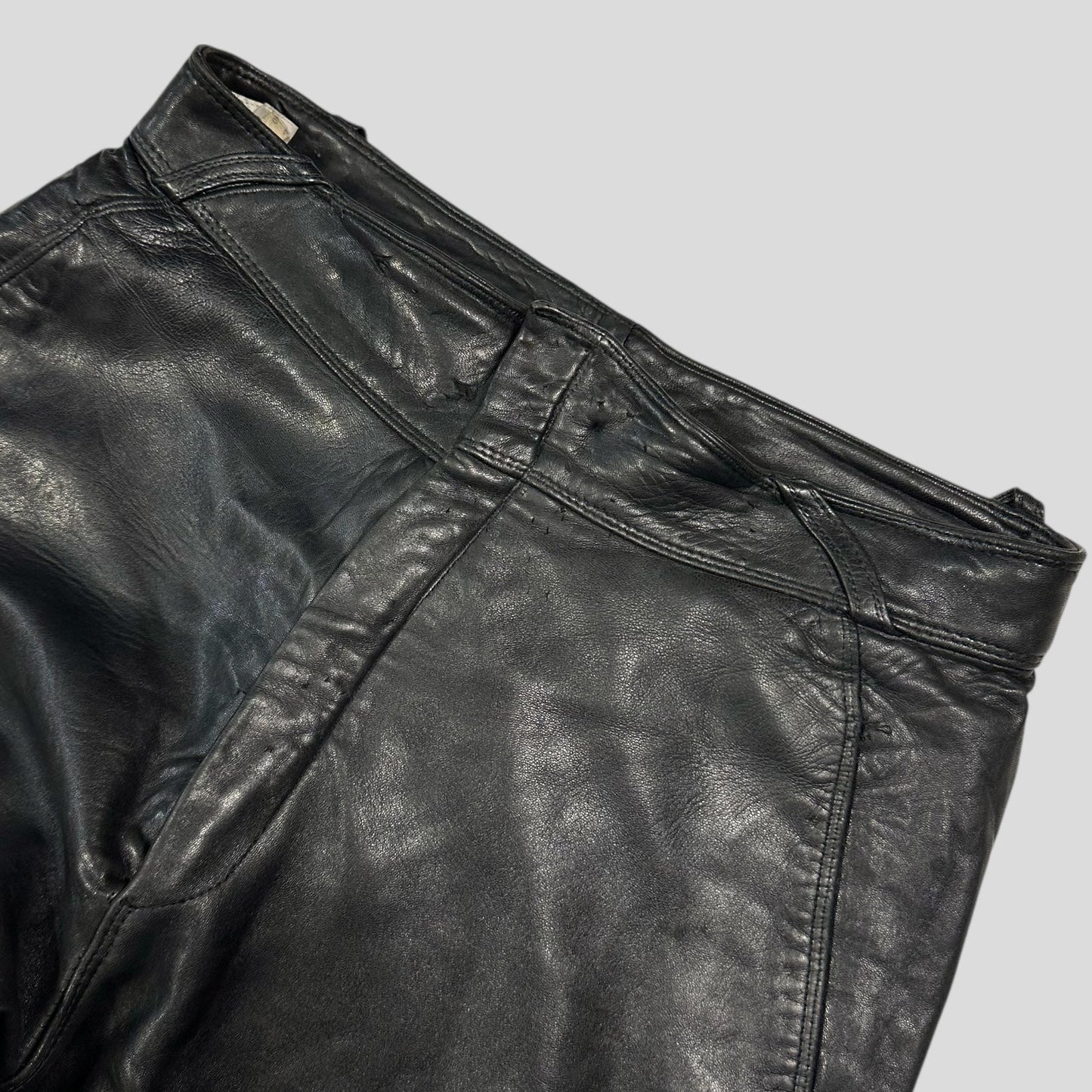 Gianni Versace 1980’s Leather Moto Biker Trousers - IT48 (32)