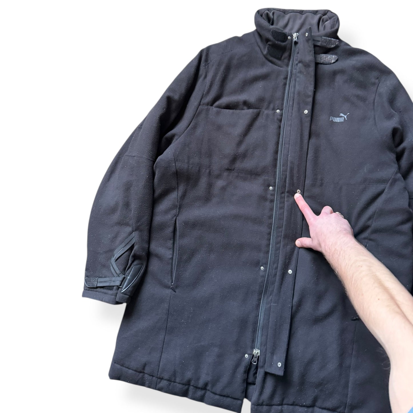 2004 Puma Mostro Wool Long Jacket  (XL) | Default Title, Black