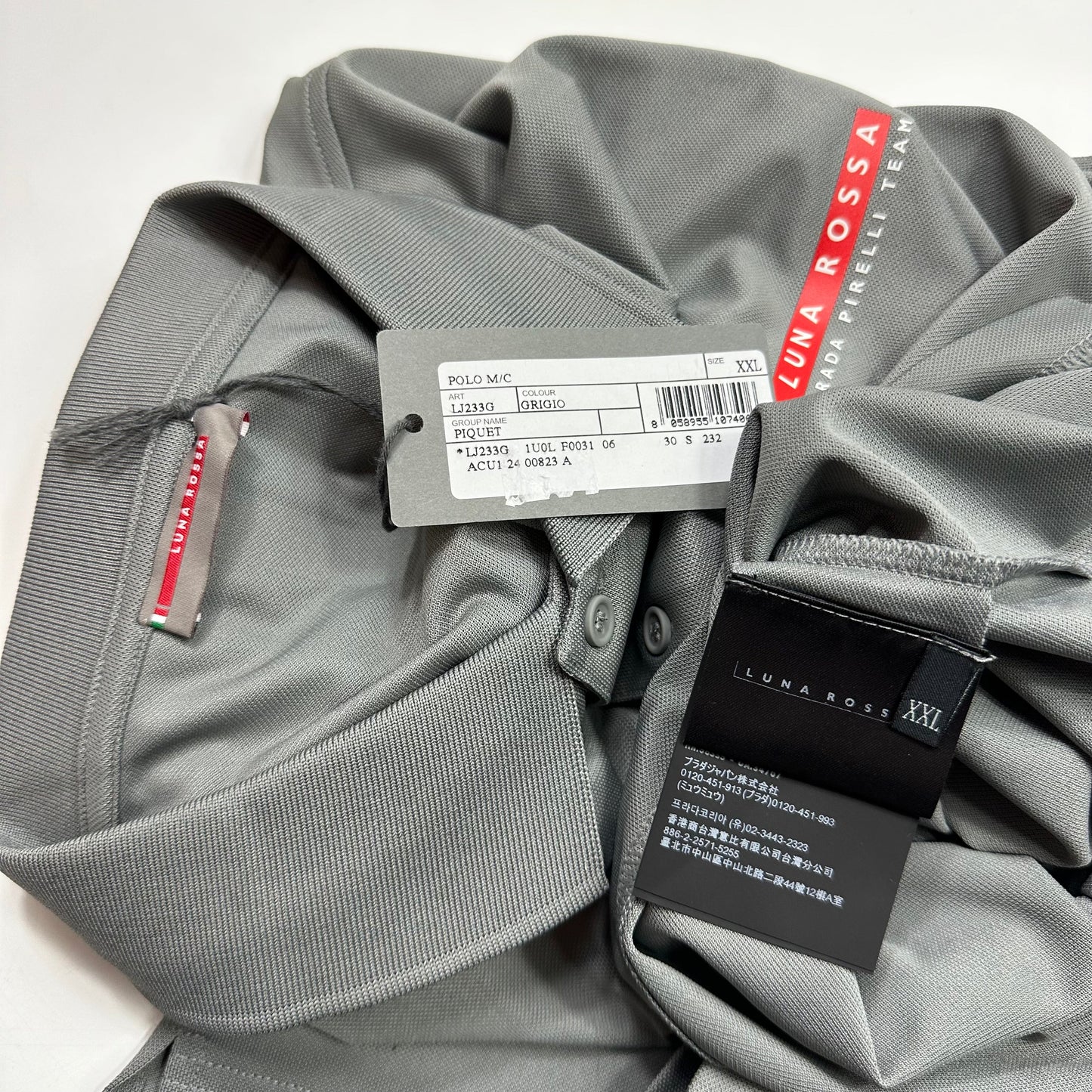 Prada Americas Cup 2024 Logo Pique Polo - XL/XXL | XXL, Grey