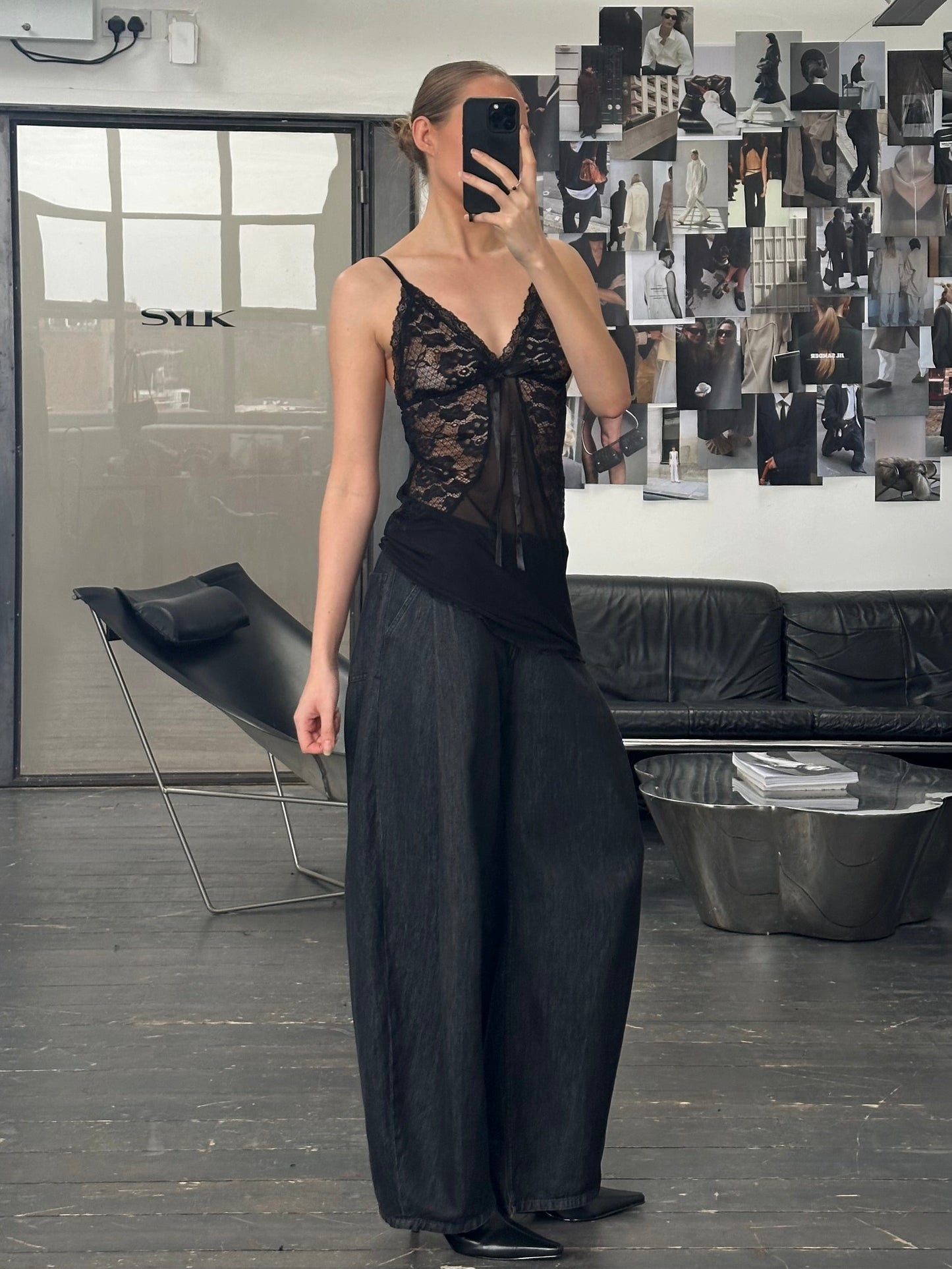 Vintage 1990s Sheer Lace Top - S