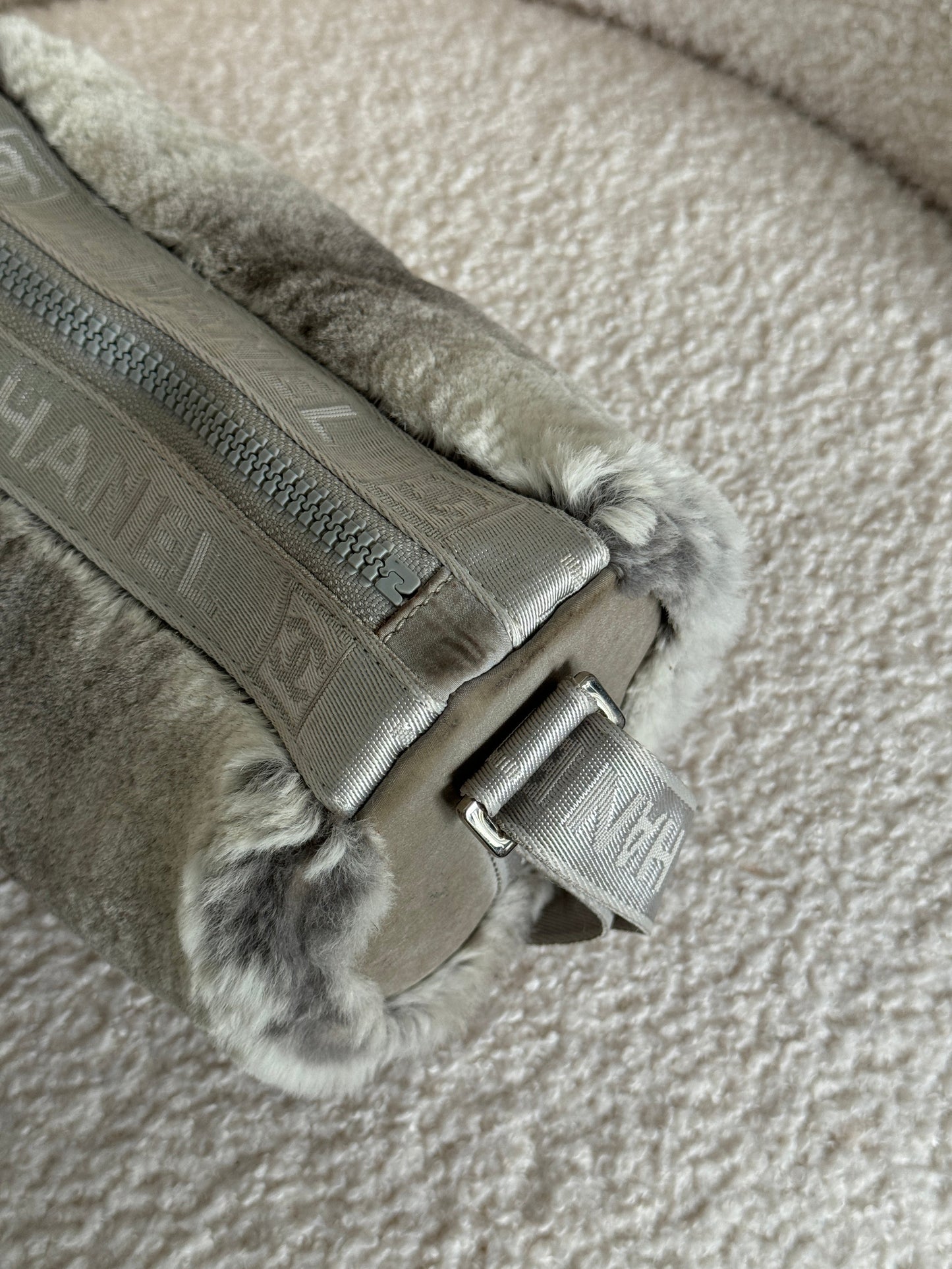 Vintage 2005/2006 Chanel Sport Lapin Fur Mini Duffle Shoulder Bag | O/S, Grey