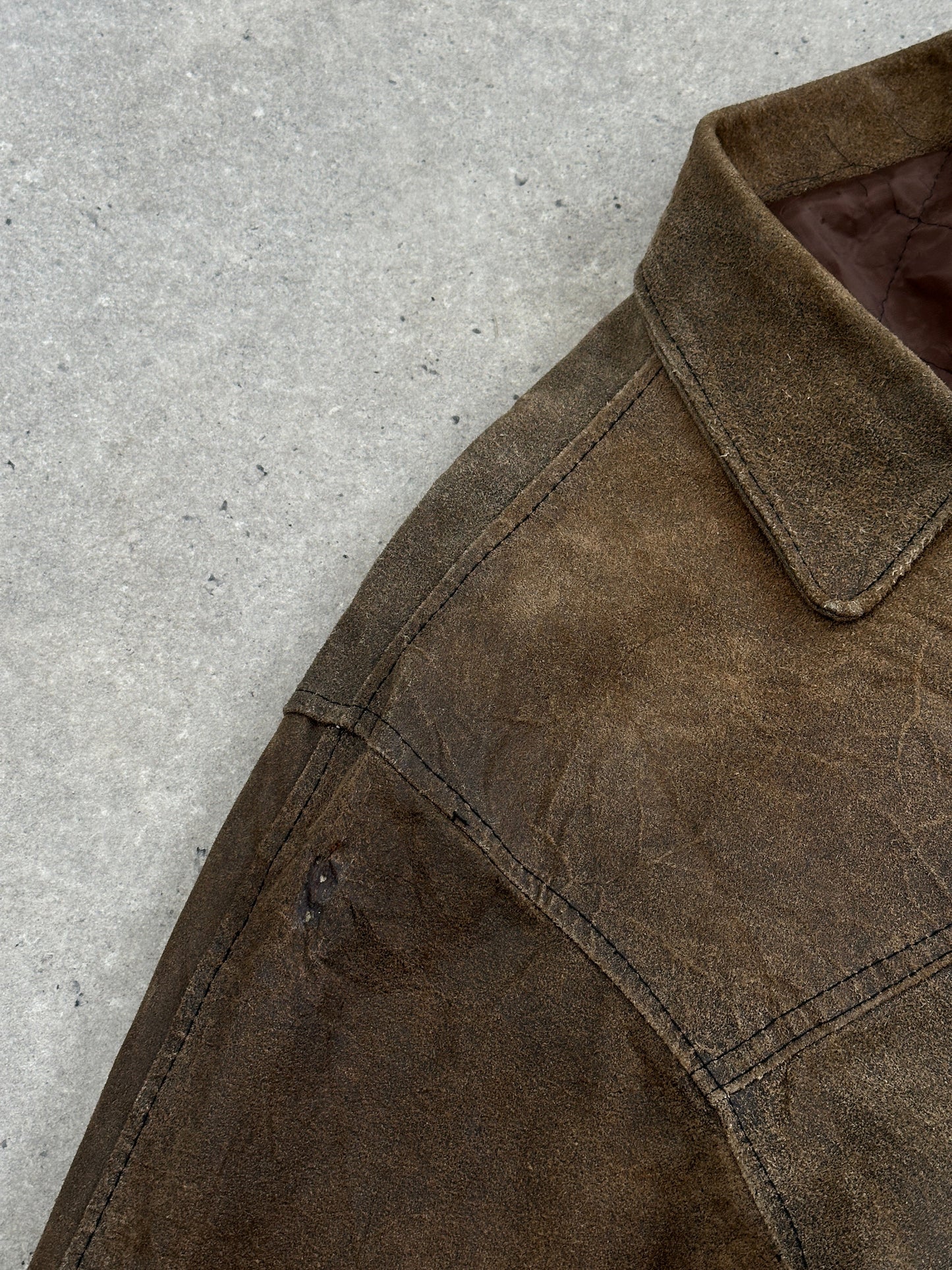 Vintage 1980s Boxy Leather Jacket - XL