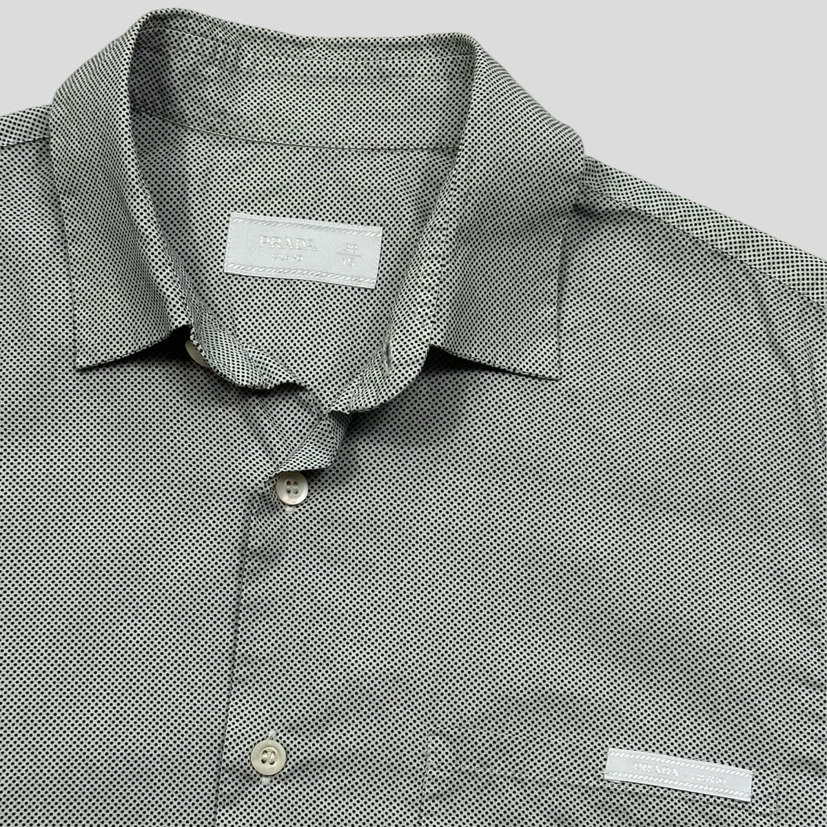 Prada Milano 2013 Polkadot Logo Shirt - M | Grey