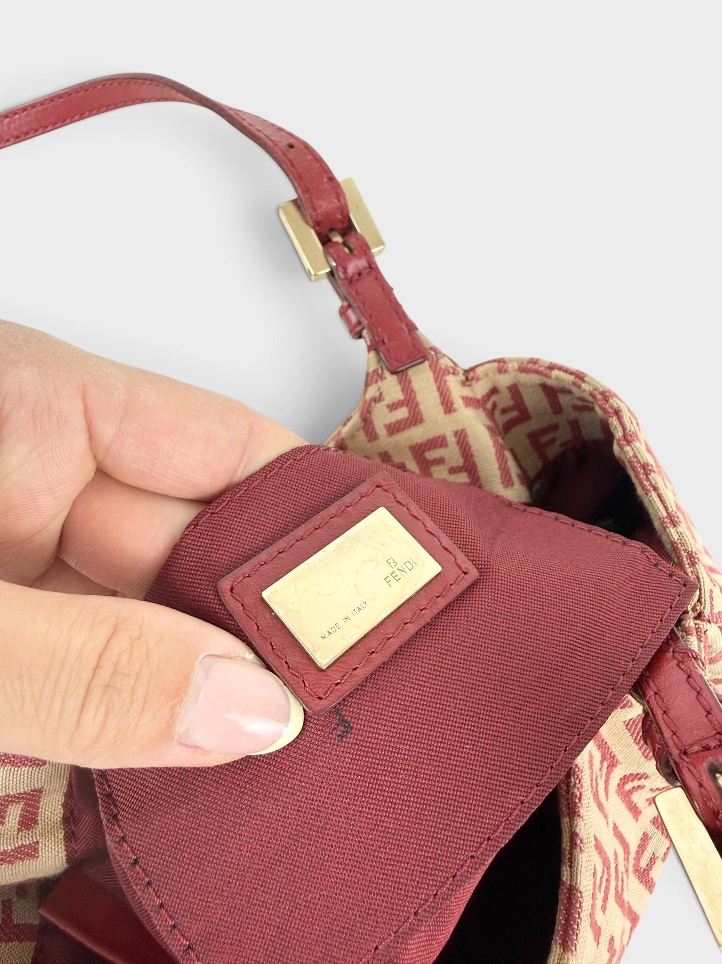 90s Fendi Zucca Red Mini Shoulder Bag | O/S, Multicoloured