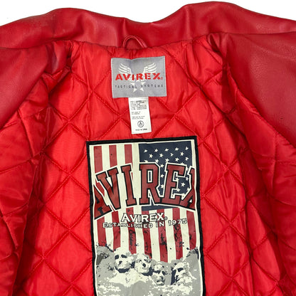 Avirex Kids Leather Jacket In Red & Black ( 8-10 )