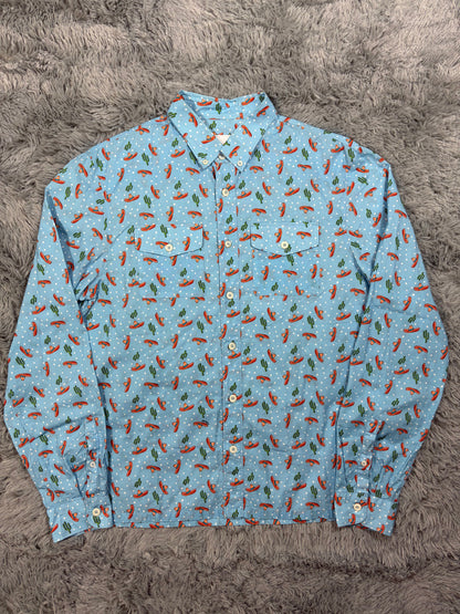 Prada 2016 Sombrero Cartoon Western Double Pocket Shirt - L | O/S, Blue