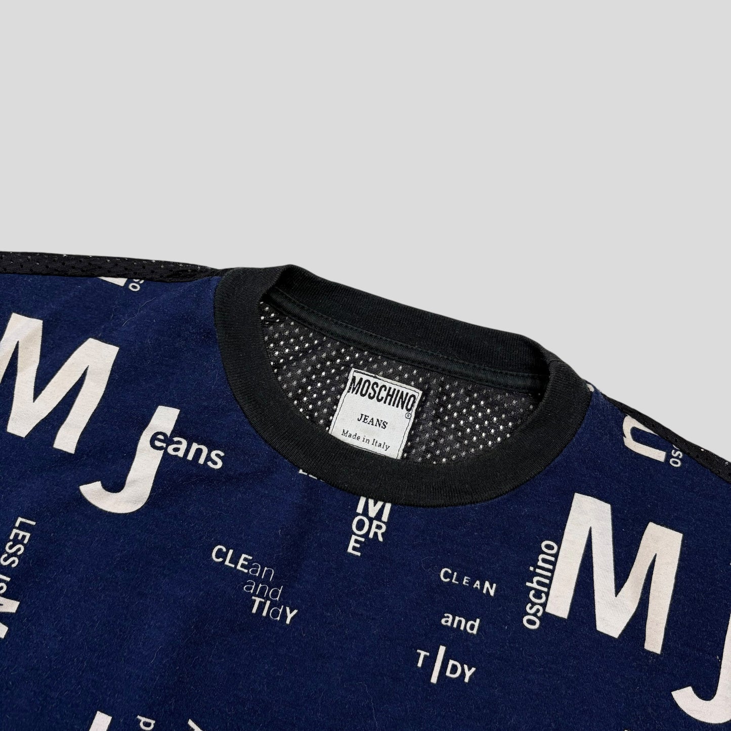 Moschino Jeans 1999 Less Is More Mesh Panelled T-shirt - M/L | O/S, Blue