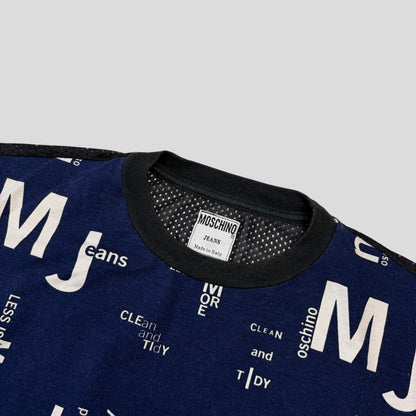 Moschino Jeans 1999 Less Is More Mesh Panelled T-shirt - M/L | O/S, Blue