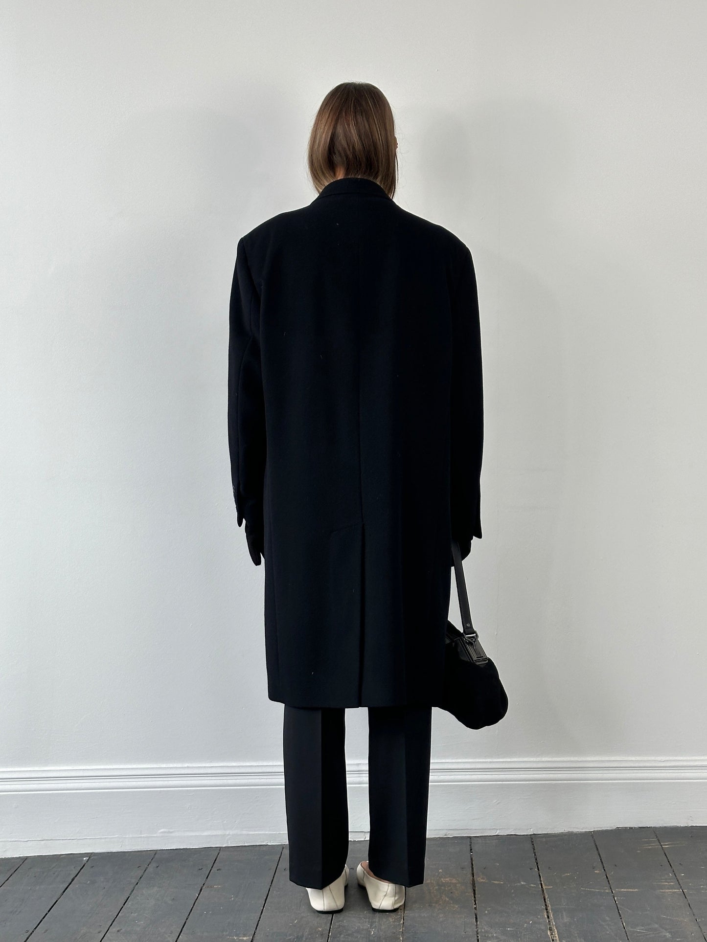 Balmain 1990s Wool Minimal Concelled Placket Coat - XL