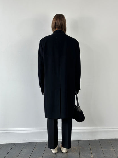 Balmain 1990s Wool Minimal Concelled Placket Coat - XL