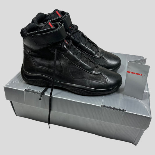 Prada Americas Cup 2009 Black Leather High Trainer - UK8/8.5