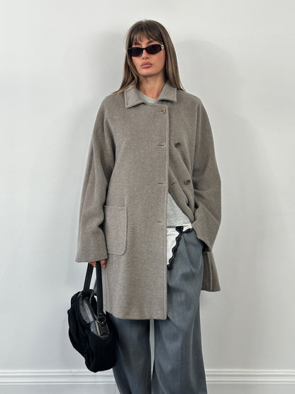 Marella 1990s Virgin Wool Single Breasted Coat – XL