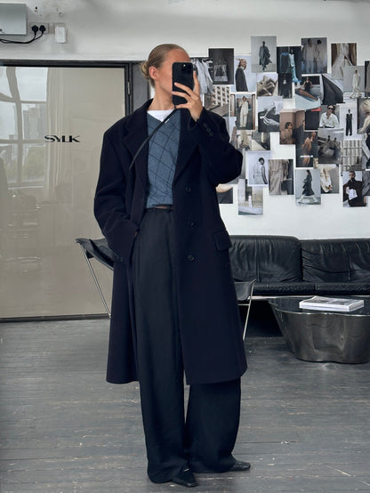 Emporio Armani 1990s Wool Cashmere Single Breasted Coat - XL