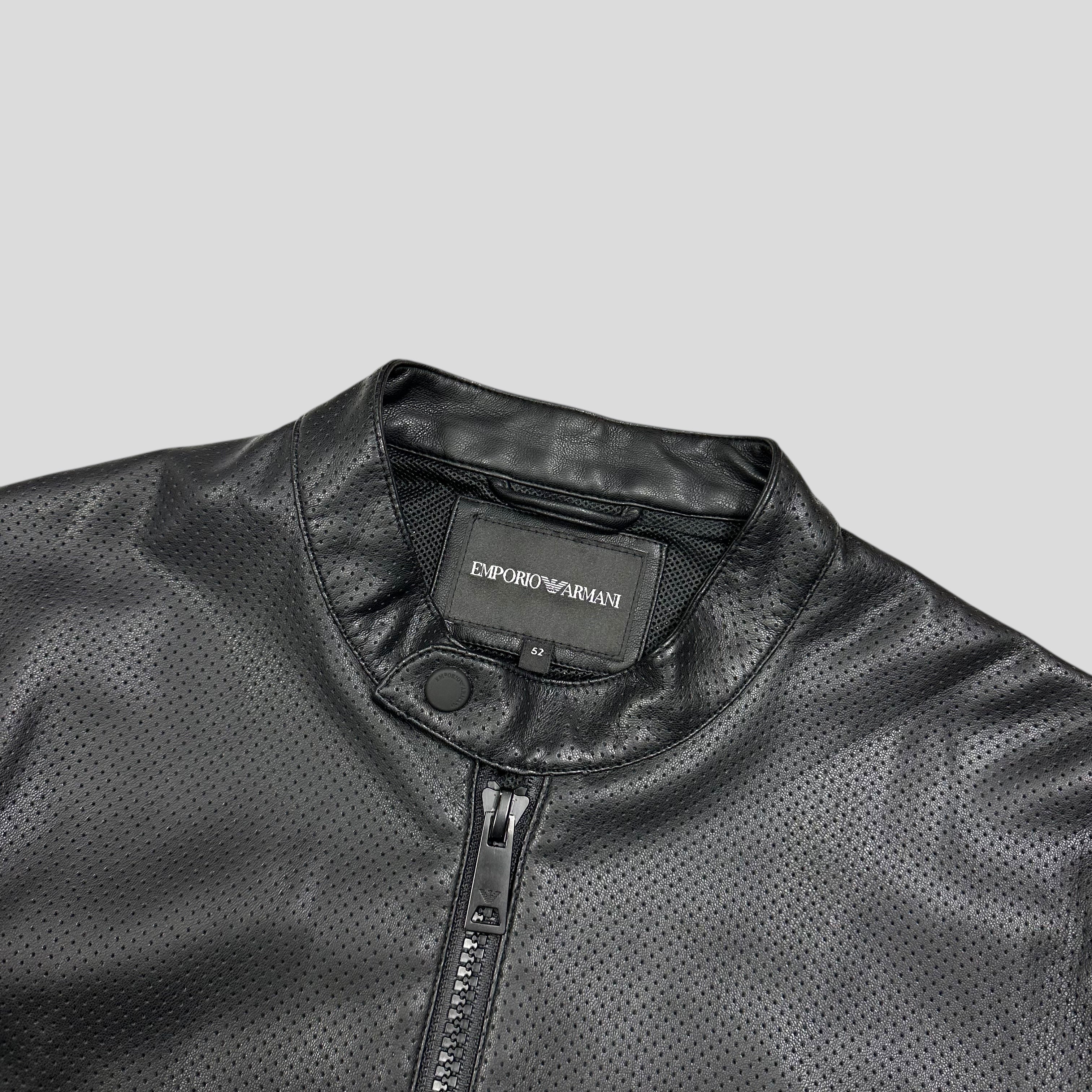 Emporio Armani Perforated Vinyl Mesh Lined Moto Jacket - IT52 (M