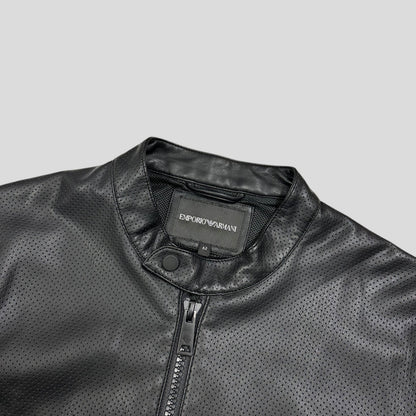 Emporio Armani Perforated Vinyl Mesh Lined Moto Jacket - IT52 (M) | Default Title, Black