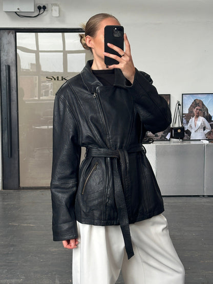 Vintage 1990s Lamb Leather Belted Jacket - XL