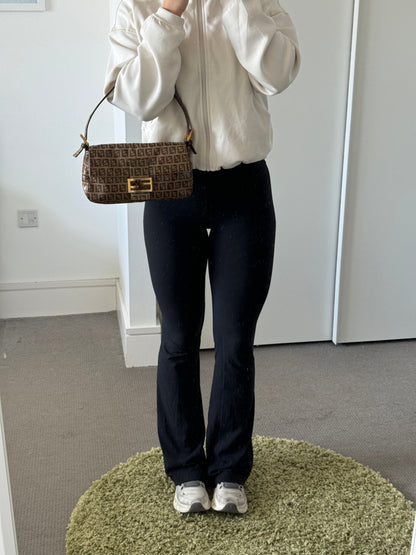 Vintage Fendi Zucca PVC Glitter Enamel Resin Baguette Shoulder Bag | O/S, Brown