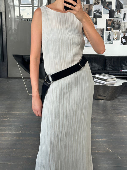 Vintage Chrome Ring Suede Belt - XS-M