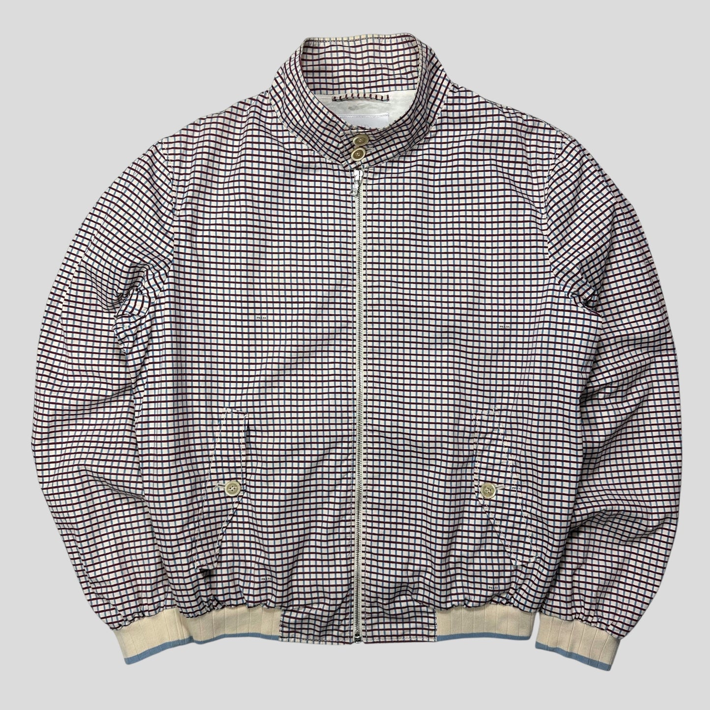 Prada SS08 Grid Checkered Multi Logo Bomber Jacket - IT52 (M/L)