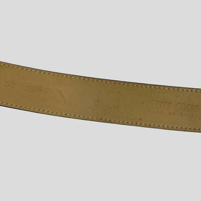 Miu Miu 00’s Leather Textured Metal Buckle Logo Belt - 30-38