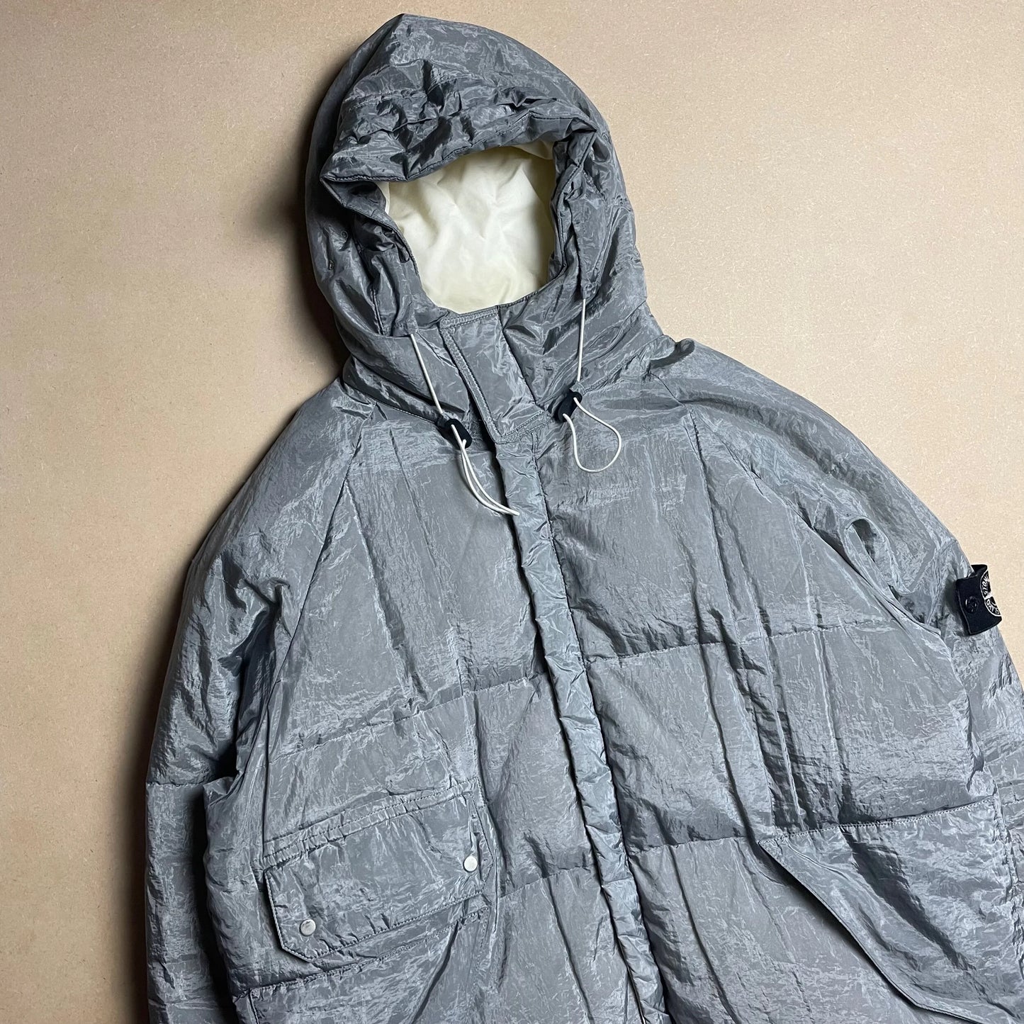 A/W 2000 Paul Harvey Steel Grey Pure Metal Shell Hooded Parka