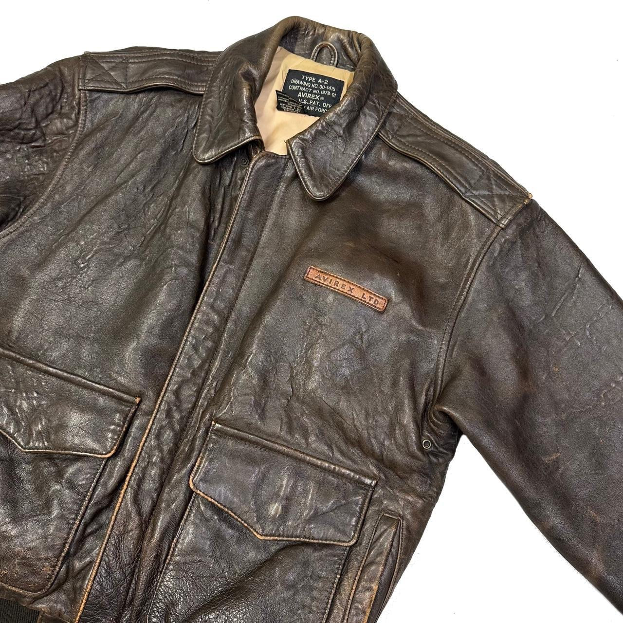 Avirex A-2 Leather Jacket In Brown ( XS )