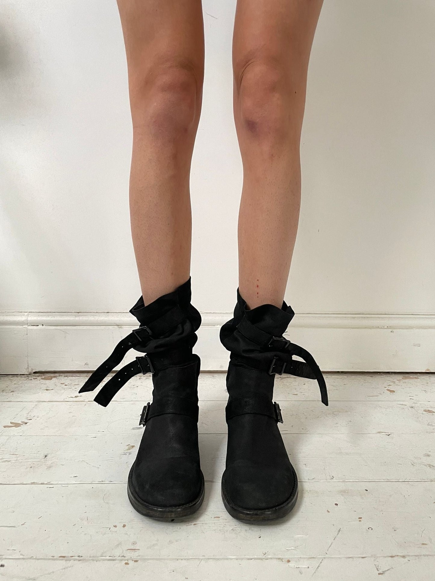 ANN DEMEULEMEESTER SUEDE BOOTS (EU 38, FITS LIKE 39) | DEFAULT TITLE, Black