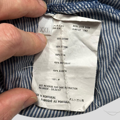 Prada Sport 2009 Blue Logo Tab Striped LS T-shirt - L