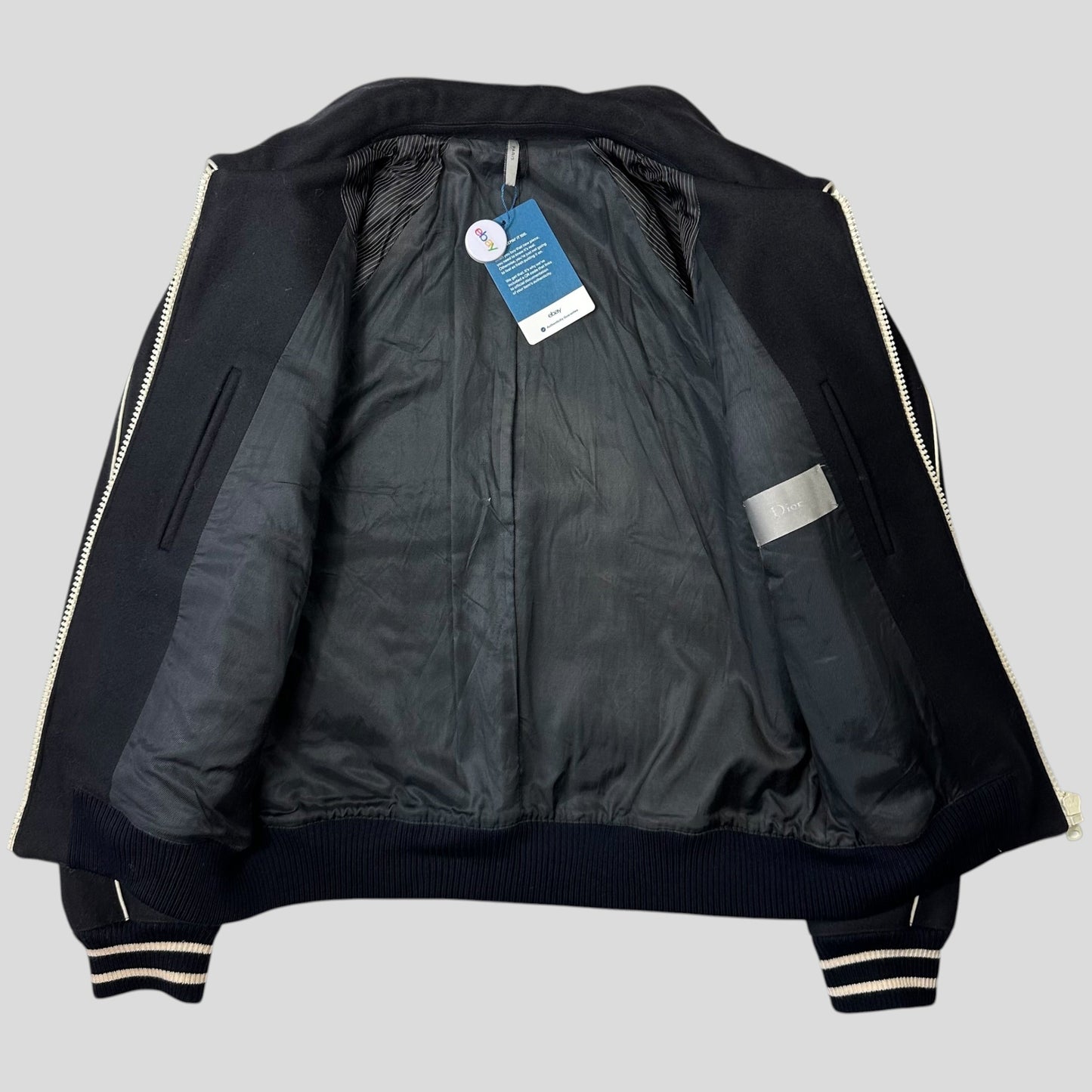 Dior AW05 by Hedi Slimane Contrast Piped Wool Varsity Jacket - IT52 (M/L)