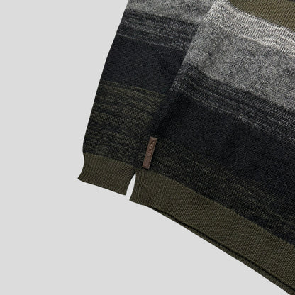 Prada Sport 2006 Striped Mohair Alternating Texture Leather Logo Knit Jumper - S