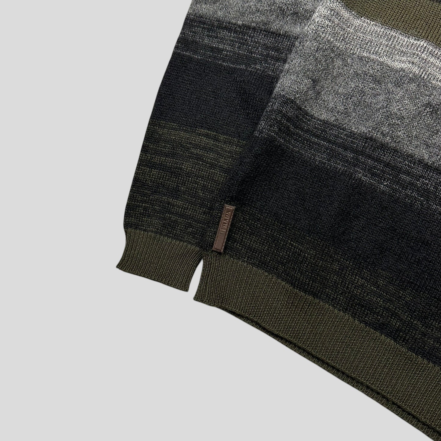 Prada Sport 2006 Striped Mohair Alternating Texture Leather Logo Knit Jumper - S | Default Title, Multicoloured
